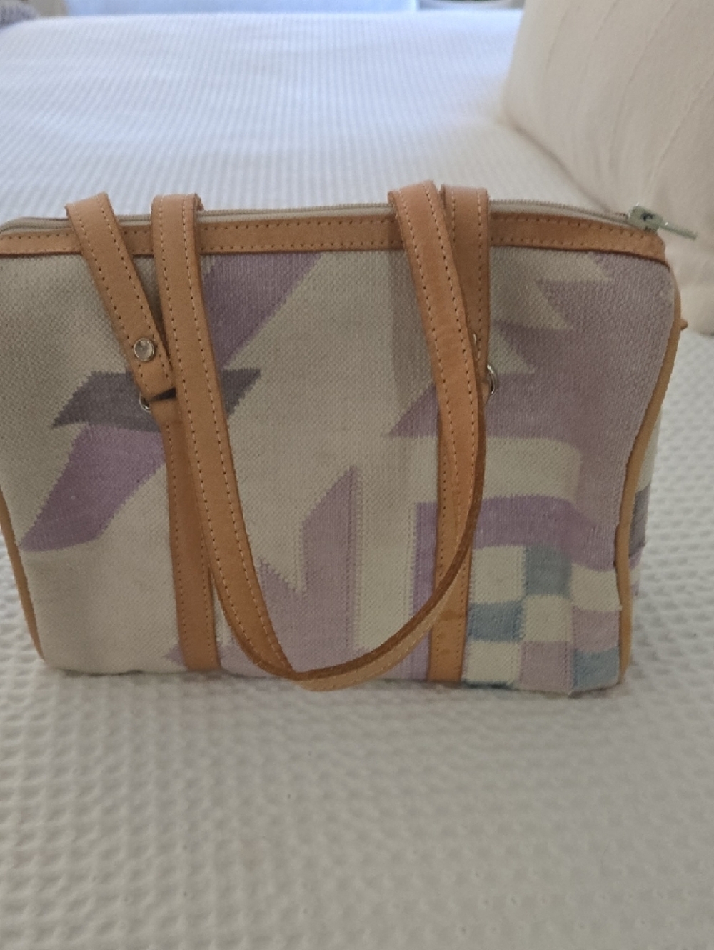 Banu Vintage Western Lavender Bag With Leather Trim. - Picture 4 of 7